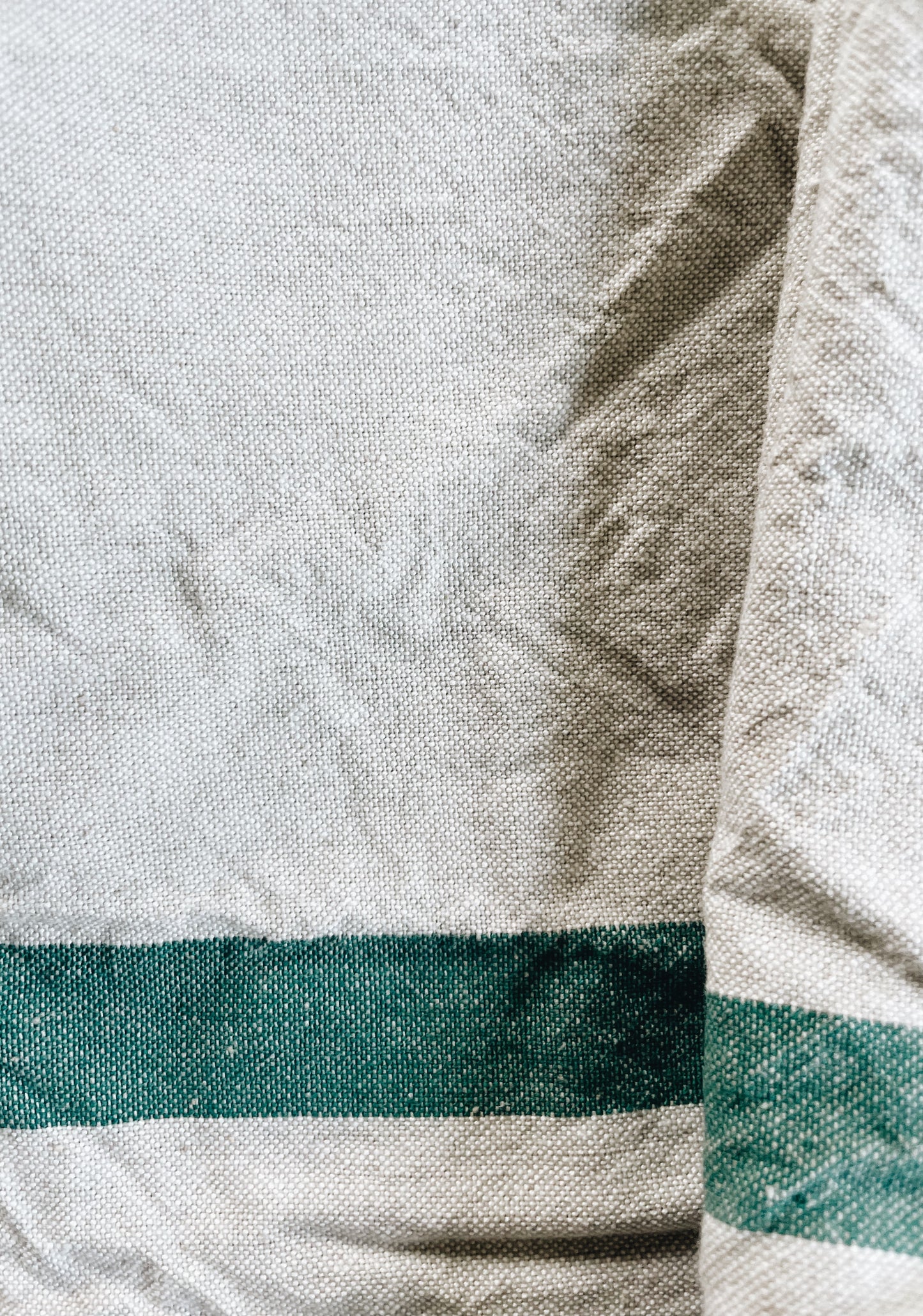 Oatmeal With Green Heavy Cotton | Handloom Kitchen Towel