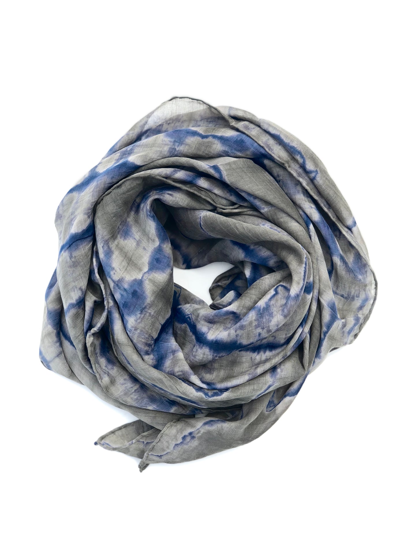 Japanese Tie Dye Scarf | Olive + Grey + Indigo Blue Lines