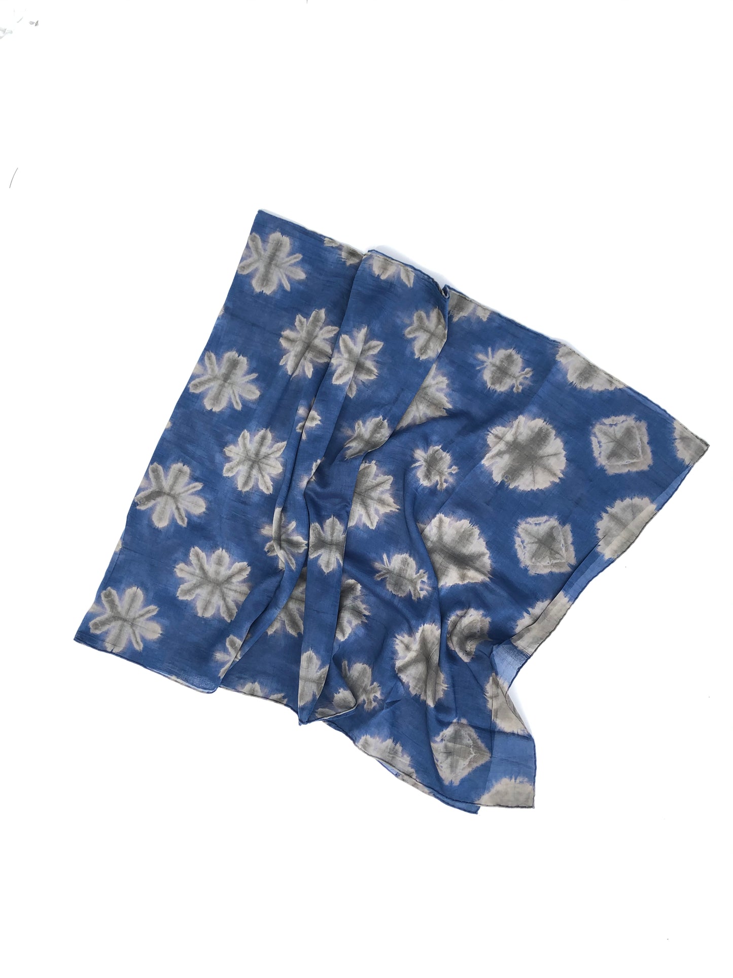 Japanese Tie Dye Scarf | Grey + Olive + Indigo Blue Stardust