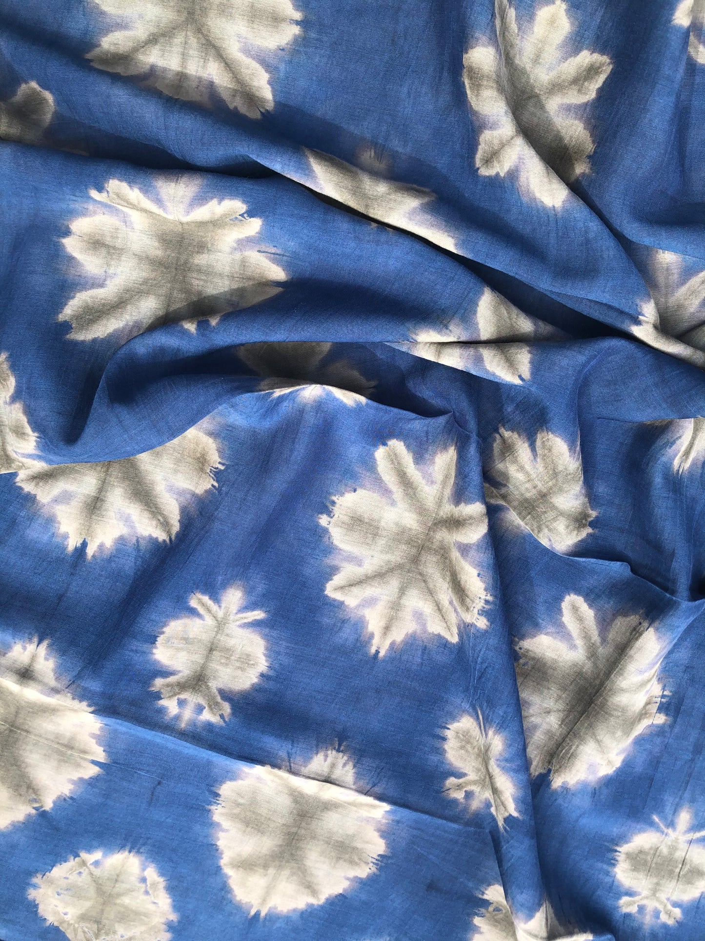 Japanese Tie Dye Scarf | Grey + Olive + Indigo Blue Stardust