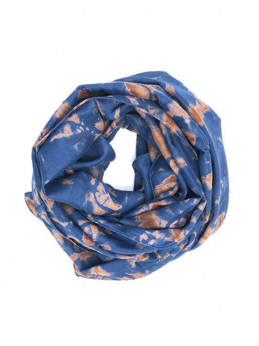 Japanese Tie Dye Scarf | Indigo Blue + Rose Clay Pattern