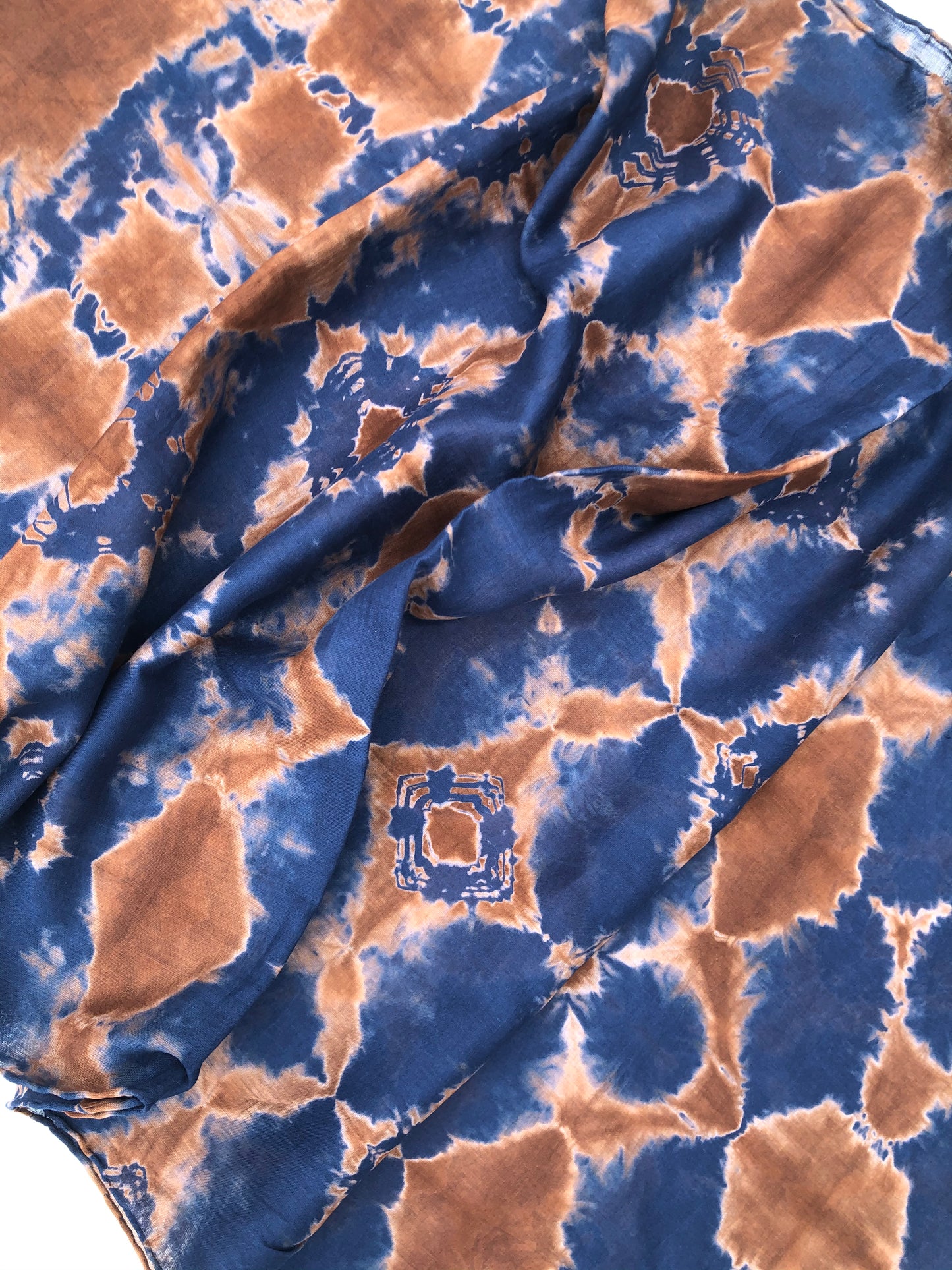 Japanese Tie Dye Scarf | Indigo Blue + Rose Clay Oval