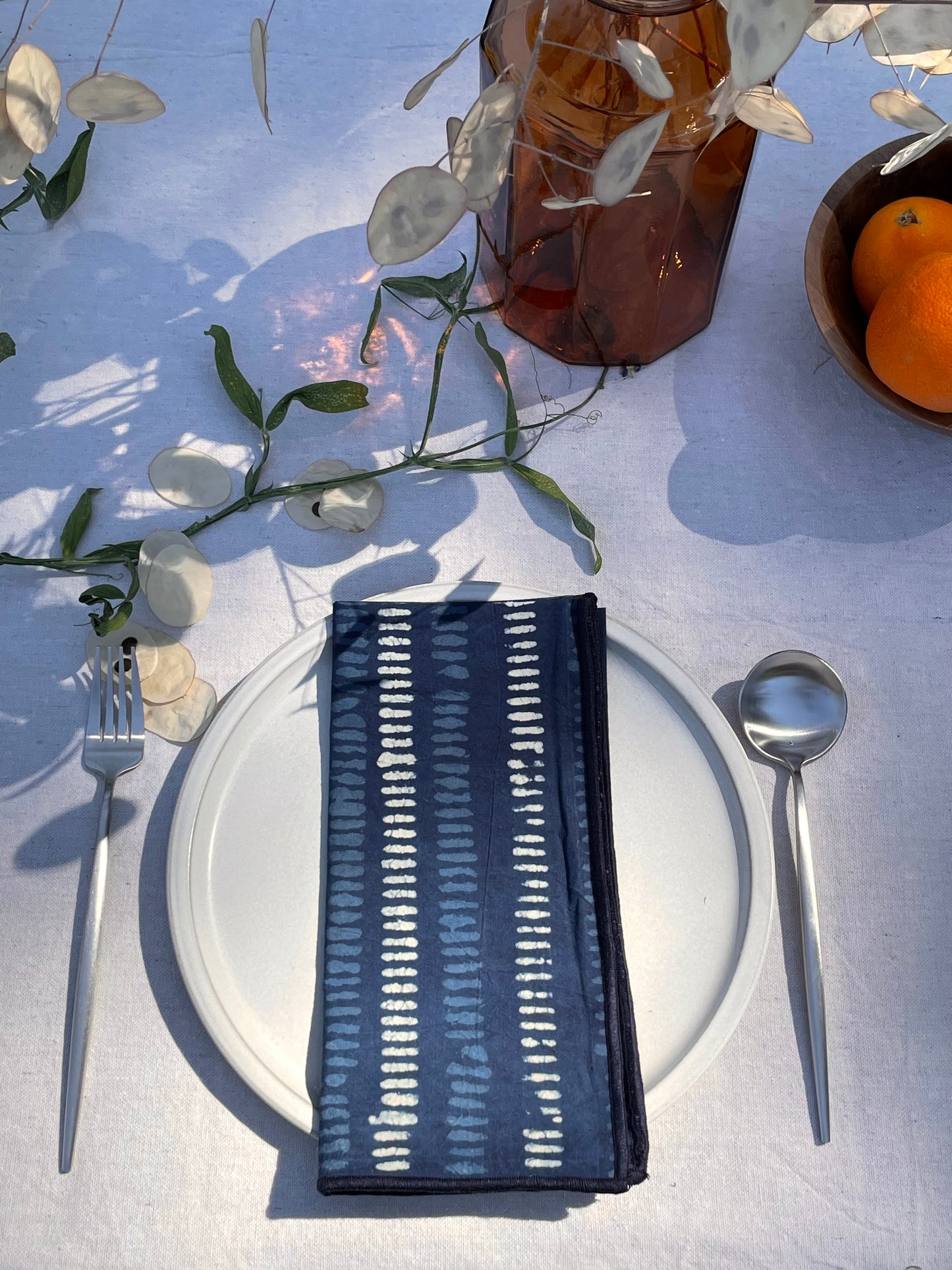 Dot & Dash Natural Indigo Dinner Napkin Set