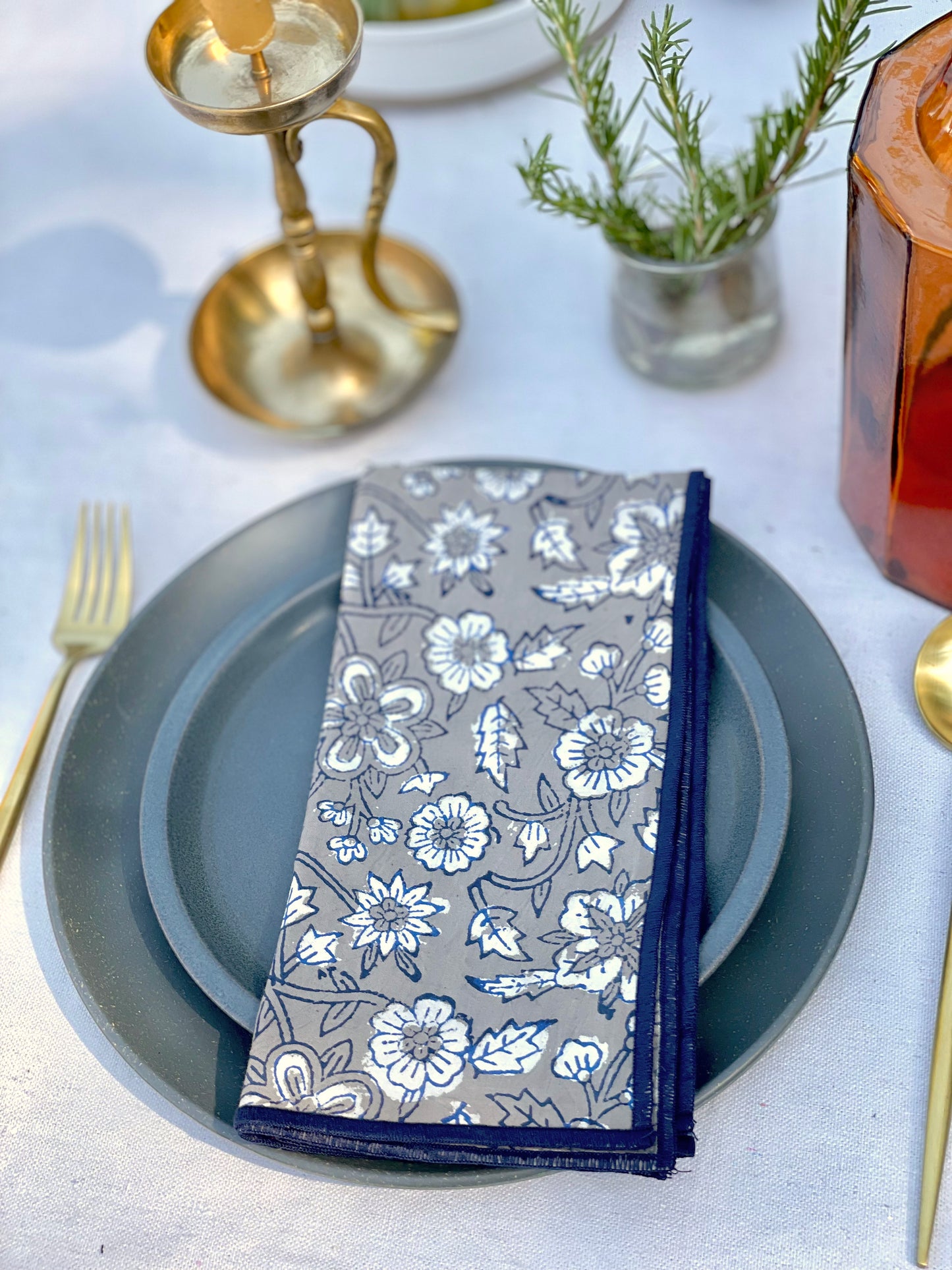 Dahari Natural Indigo Dinner Napkin Set