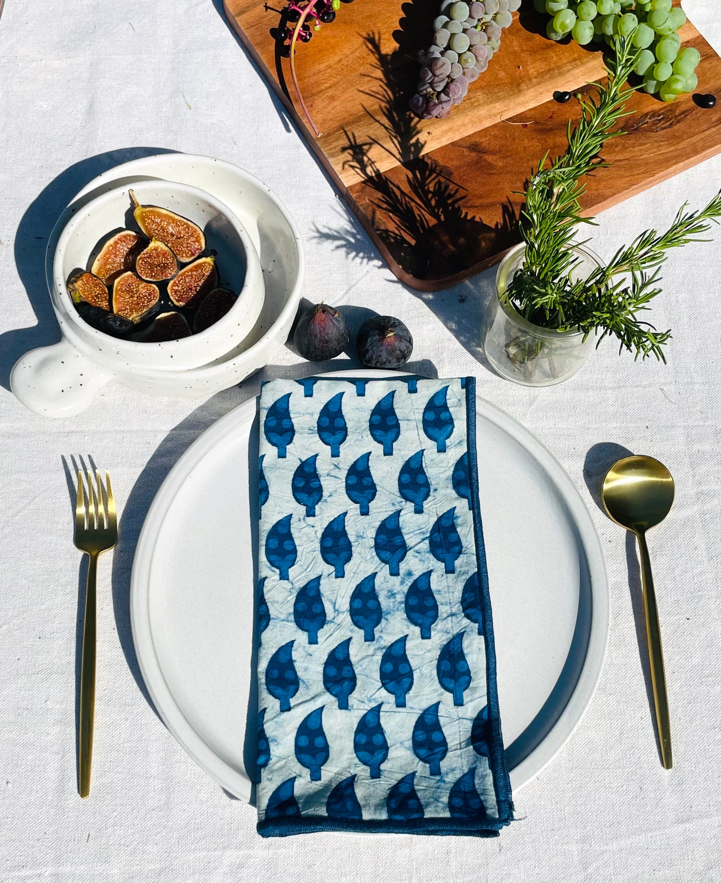 Mango Natural Indigo Dinner Napkin Set