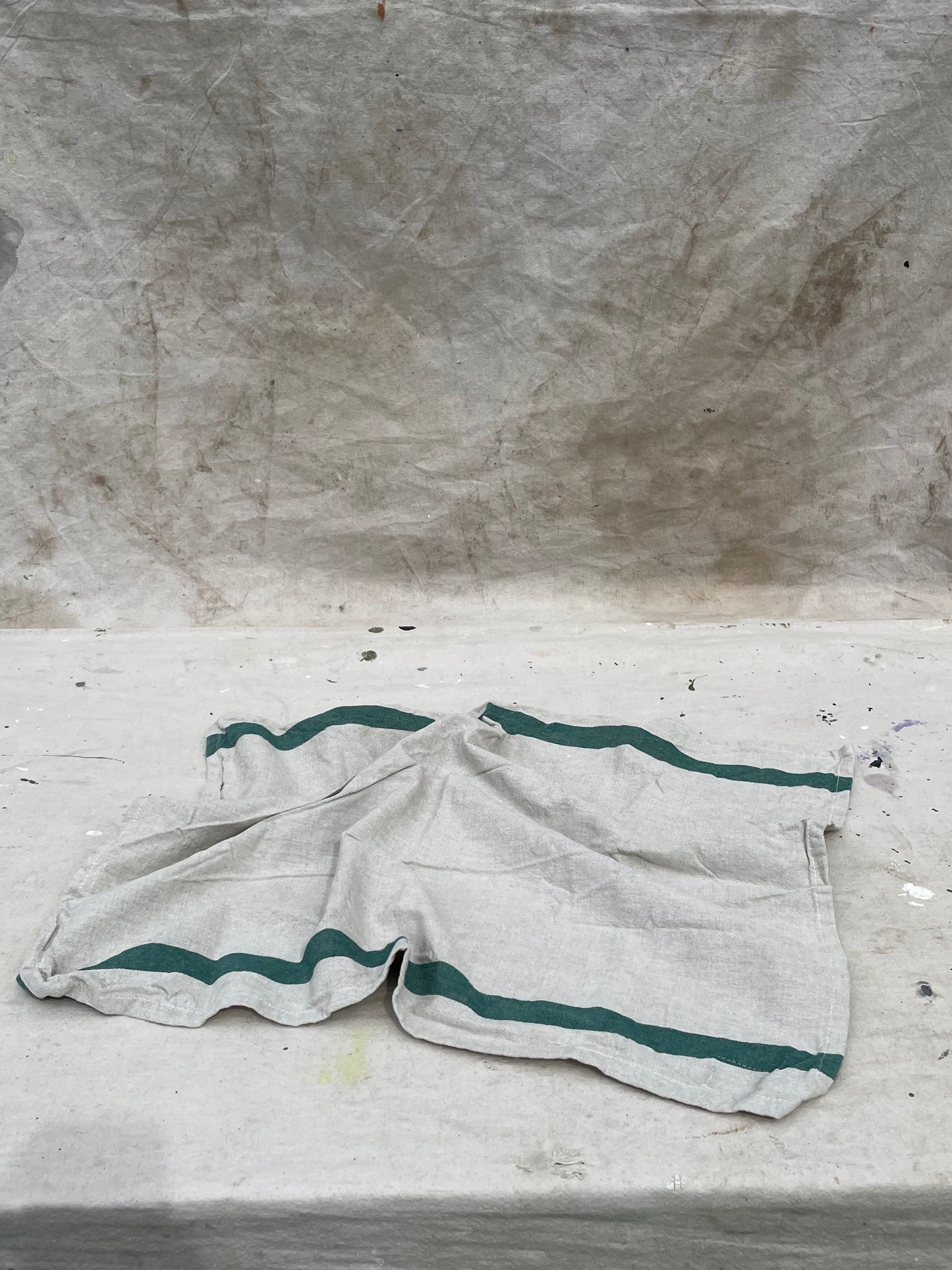 Oatmeal With Green Heavy Cotton | Handloom Kitchen Towel