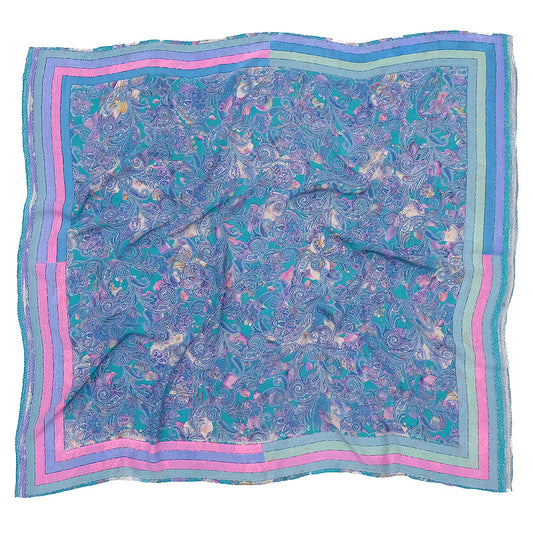 Ista :: Hand printed crepe silk women's floral paisley print scarf - Parekh Bugbee