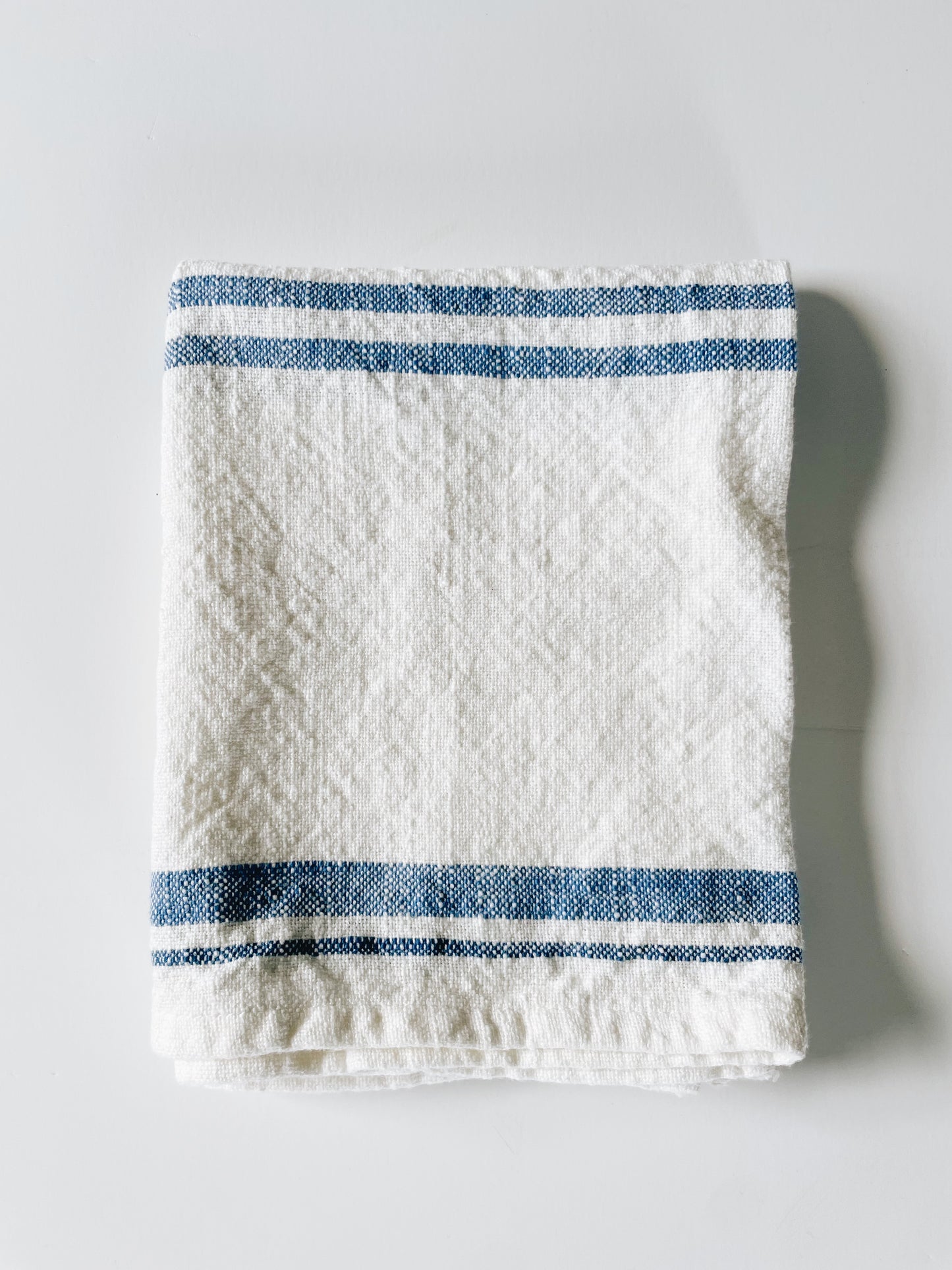 Linen White With Blue Towel  | Handloom Kitchen Tea Towel