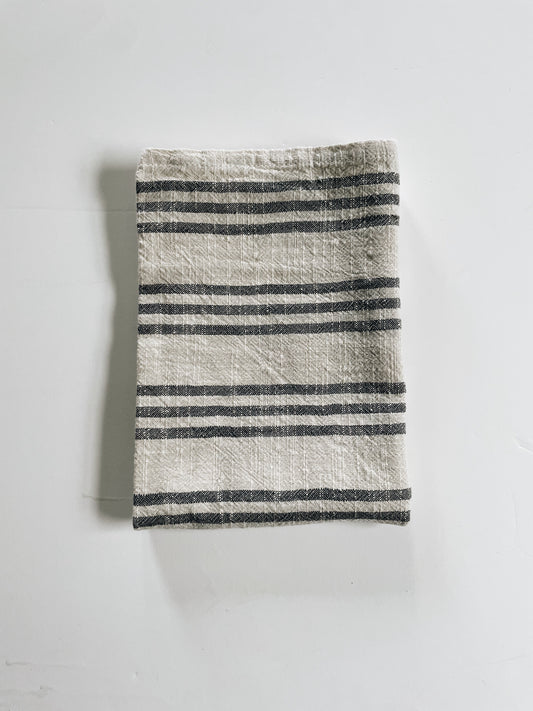 Khaki + Grey Stripes | Handloom Kitchen Towel