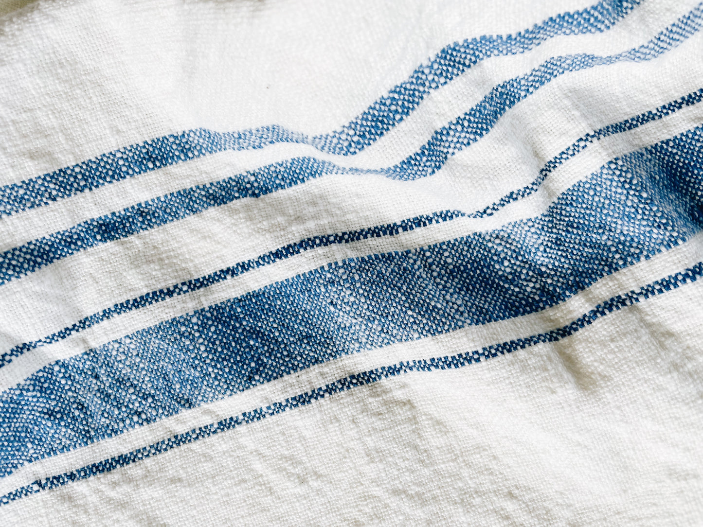 Linen White With Blue Towel  | Handloom Kitchen Tea Towel