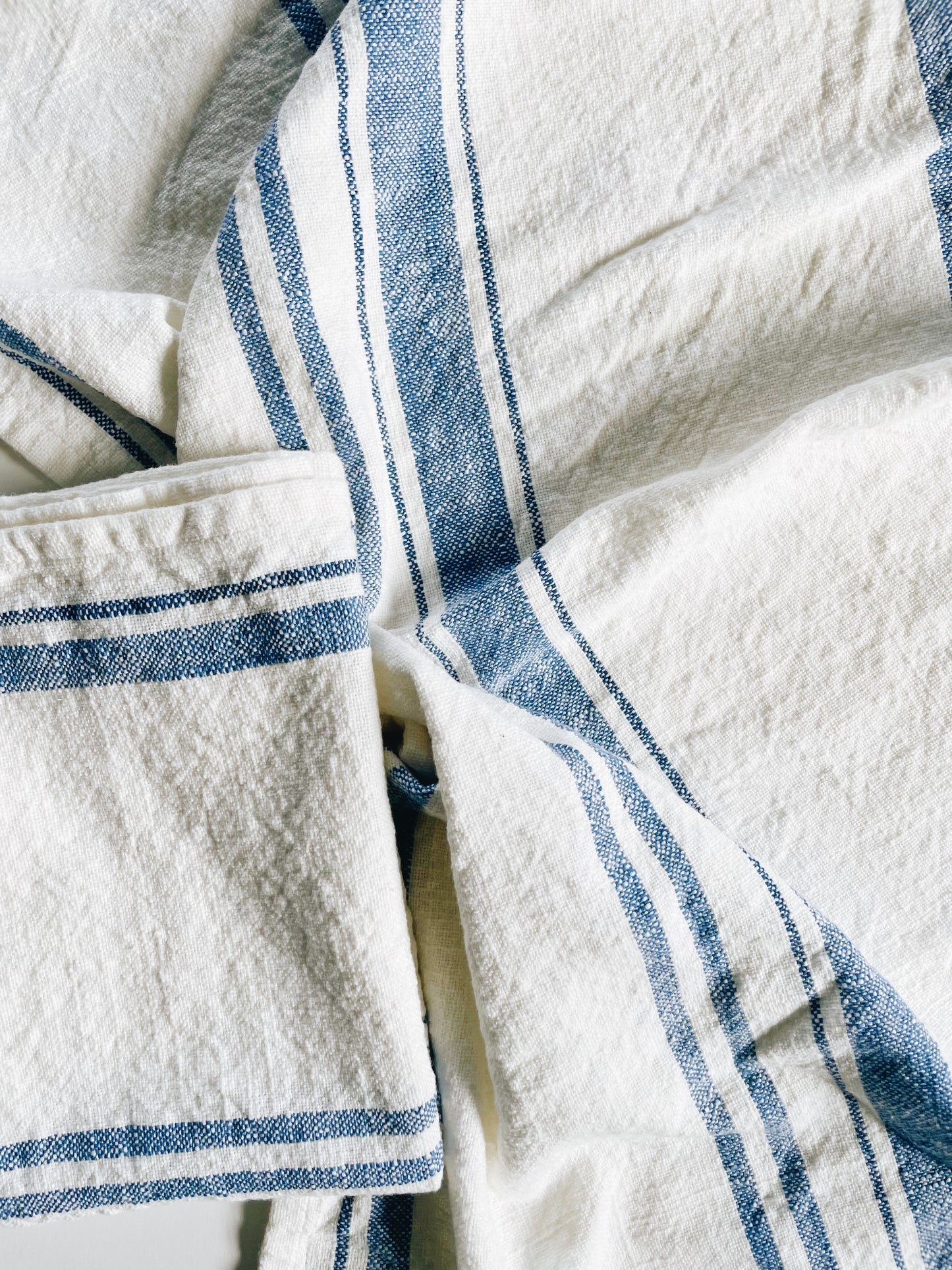 Linen White With Blue Towel  | Handloom Kitchen Tea Towel