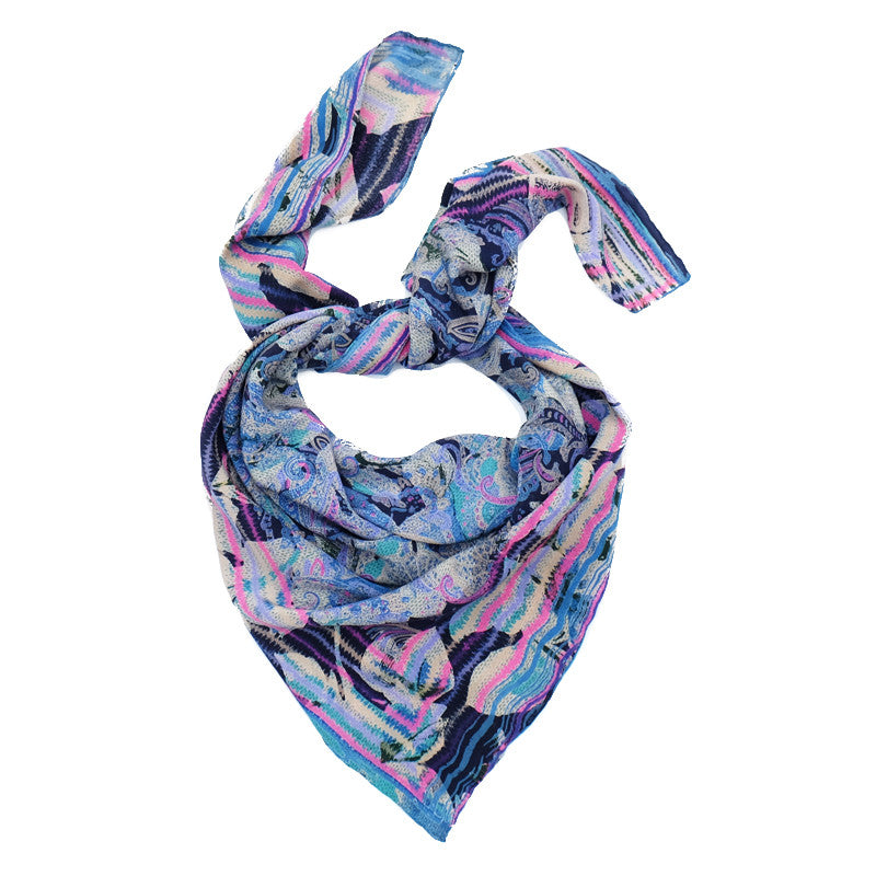 Ista :: Hand printed crepe silk women's floral paisley print scarf - Parekh Bugbee