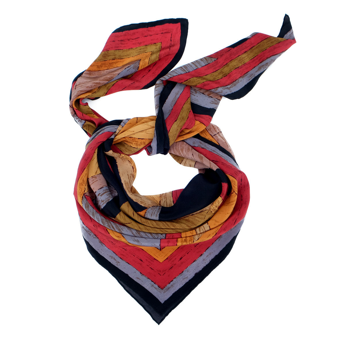 Kala :: Hand printed geometric print crepe silk scarf - Parekh Bugbee