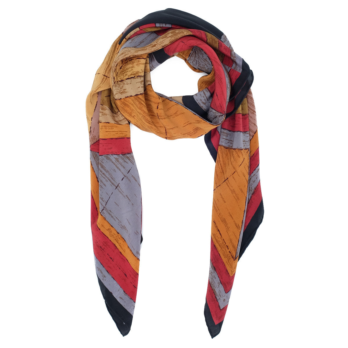 Kala :: Hand printed geometric print crepe silk scarf - Parekh Bugbee