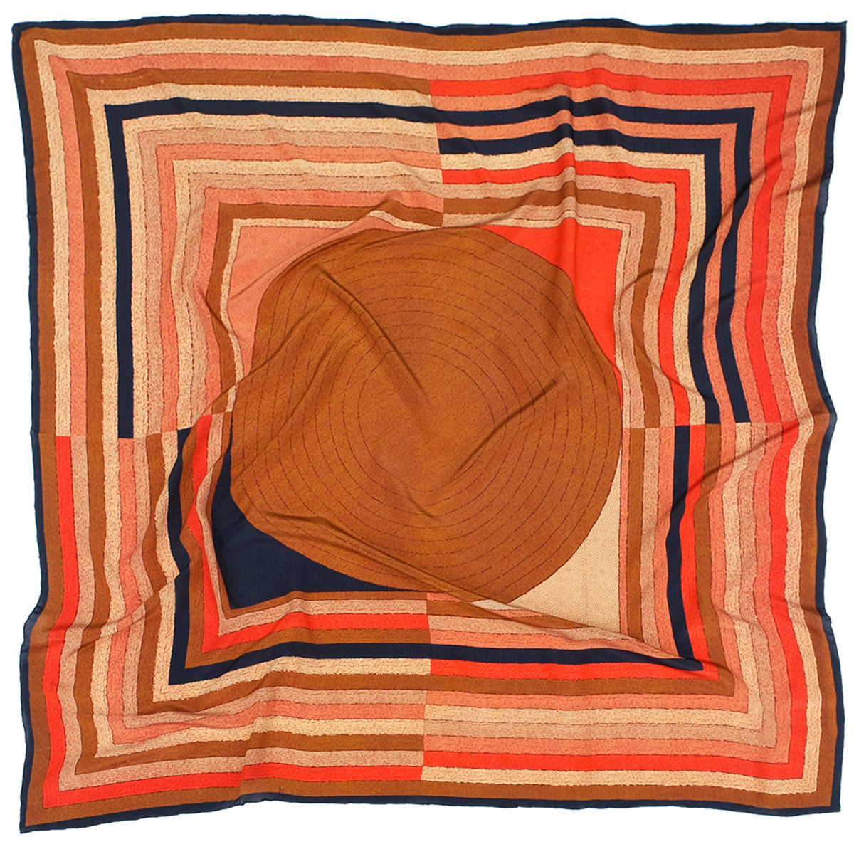 Kala :: Hand printed geometric print crepe silk scarf - Parekh Bugbee