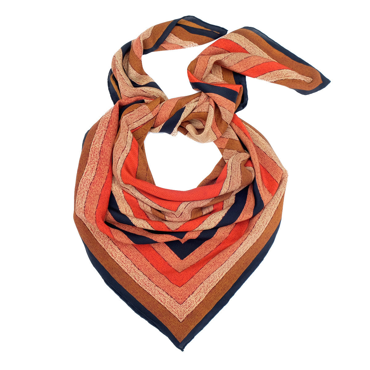 Kala :: Hand printed geometric print crepe silk scarf - Parekh Bugbee