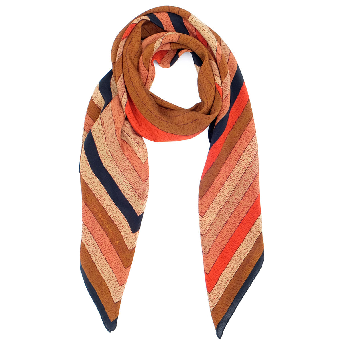 Kala :: Hand printed geometric print crepe silk scarf - Parekh Bugbee