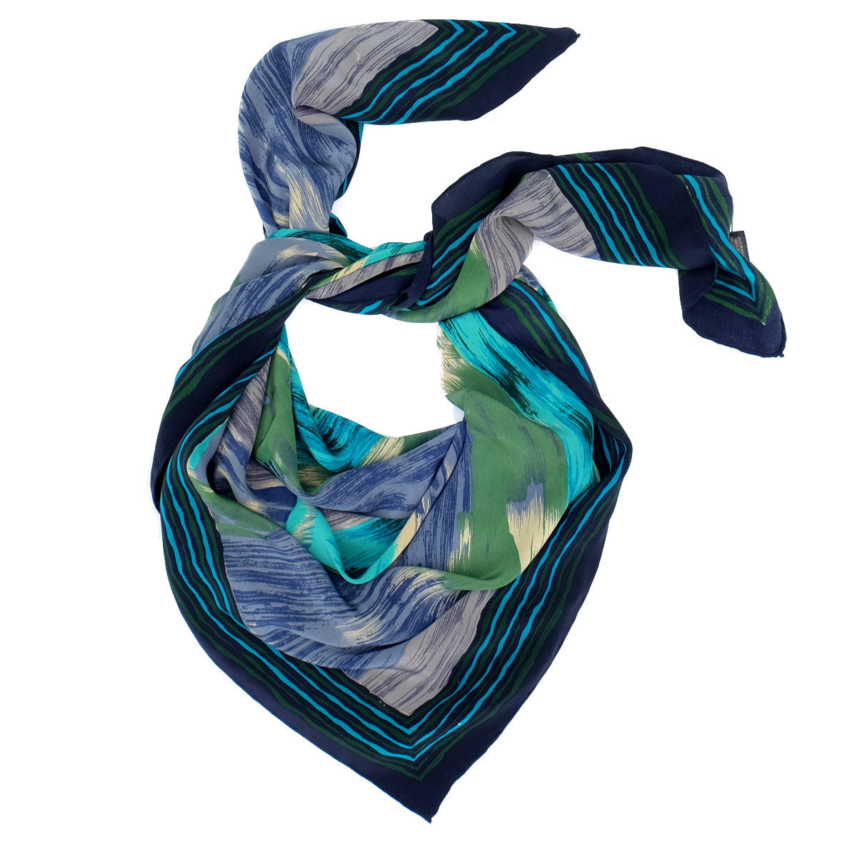 Kala :: Hand printed geometric print crepe silk scarf - Parekh Bugbee