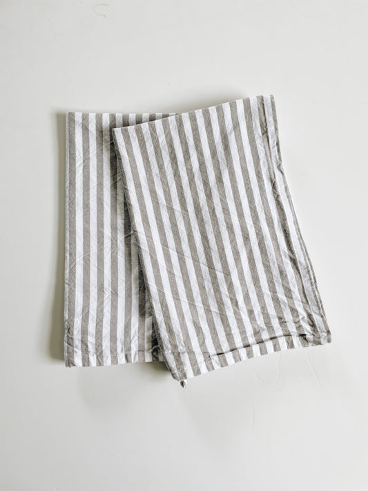 Beige + White Stripes Heavy Cotton  | Handloom Kitchen Towel
