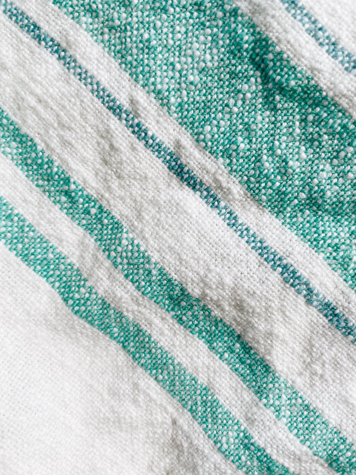 Linen White With Mint Stripe | Handloom Kitchen Tea Towel