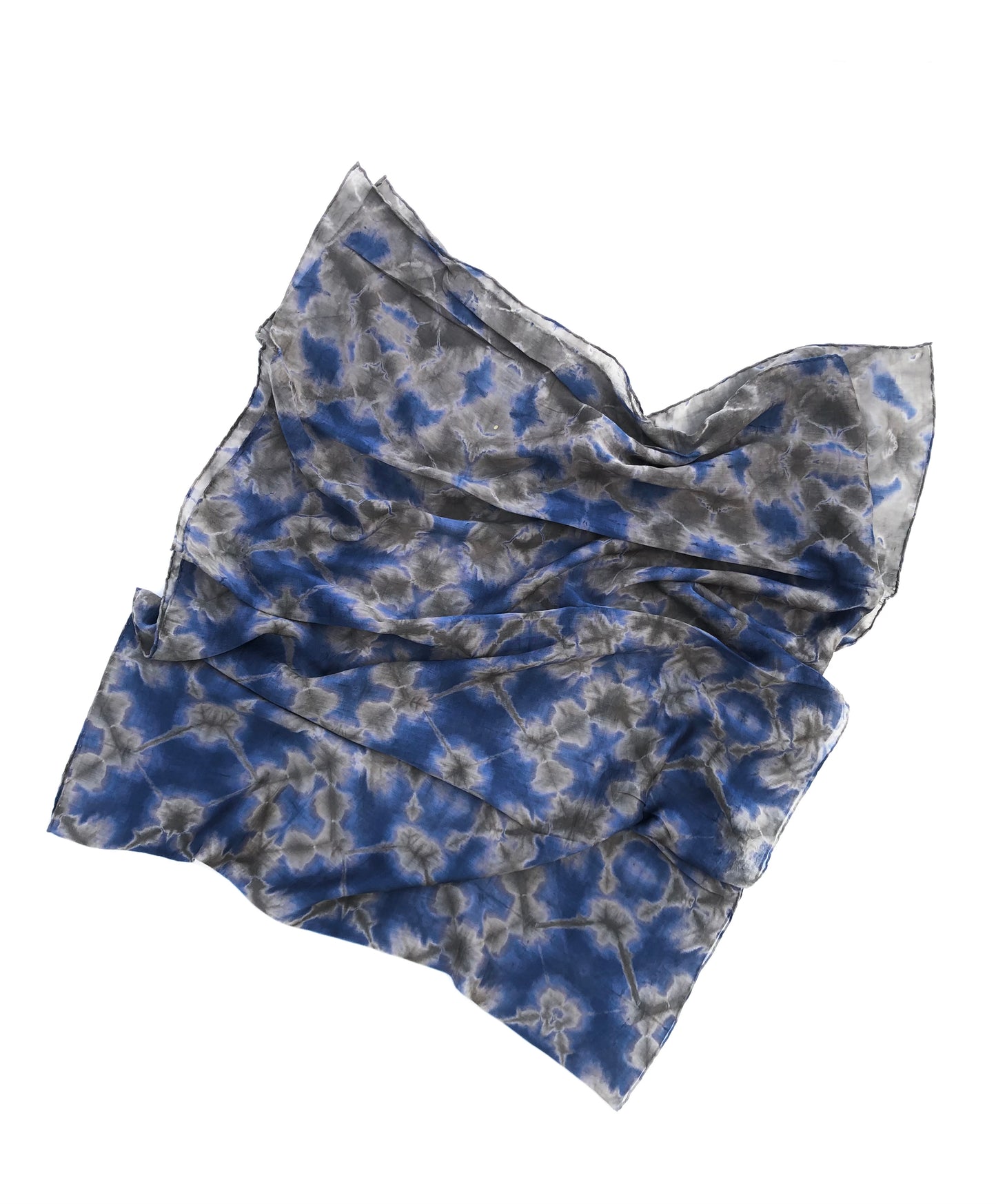 Japanese Tie Dye Scarf | Grey + Indigo Blue Stars