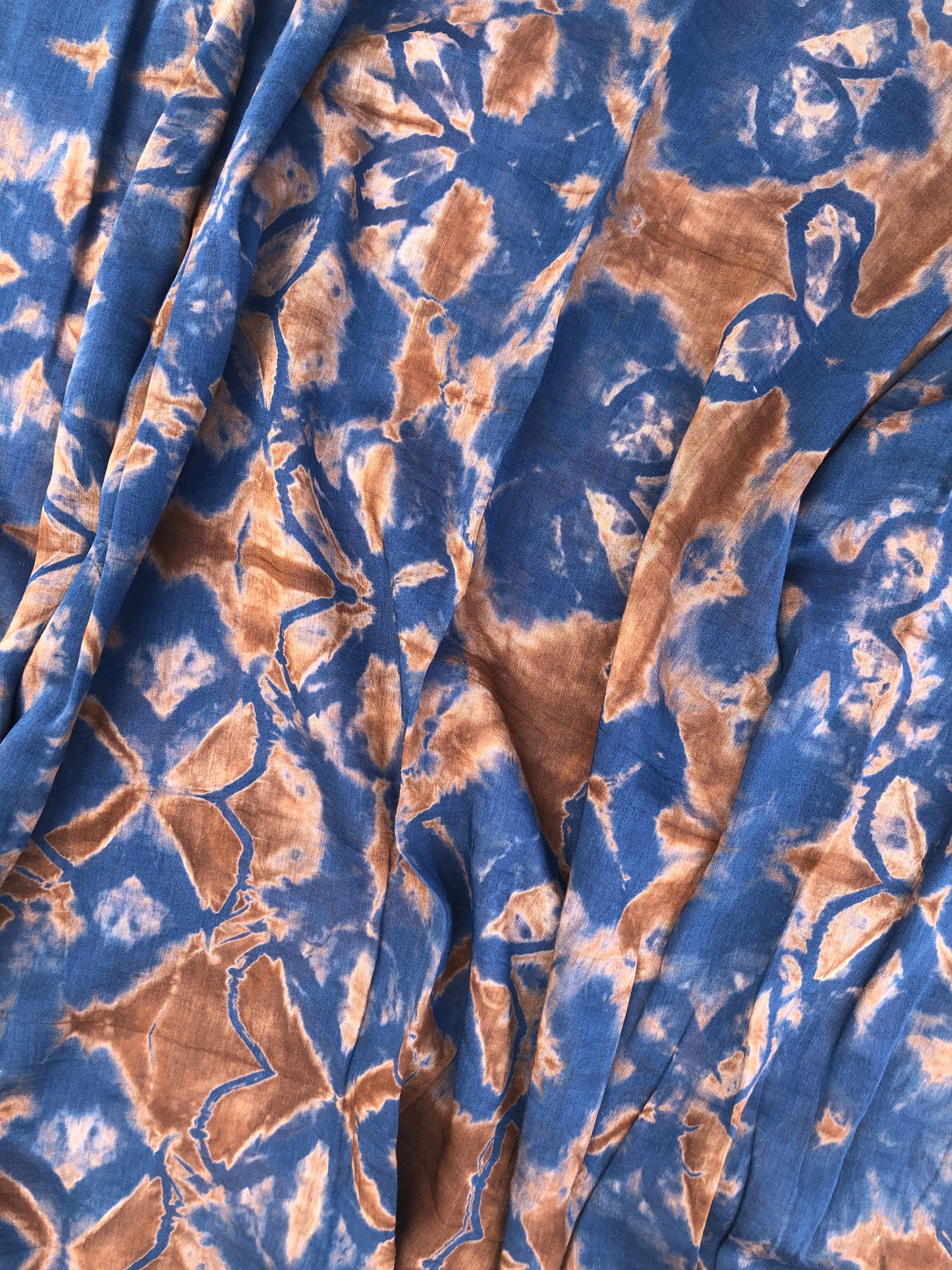 Japanese Tie Dye Scarf | Indigo Blue + Rose Clay Stars