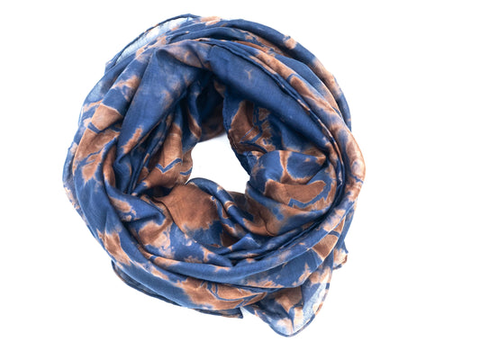 Japanese Tie Dye Scarf | Indigo Blue + Rose Clay Stars