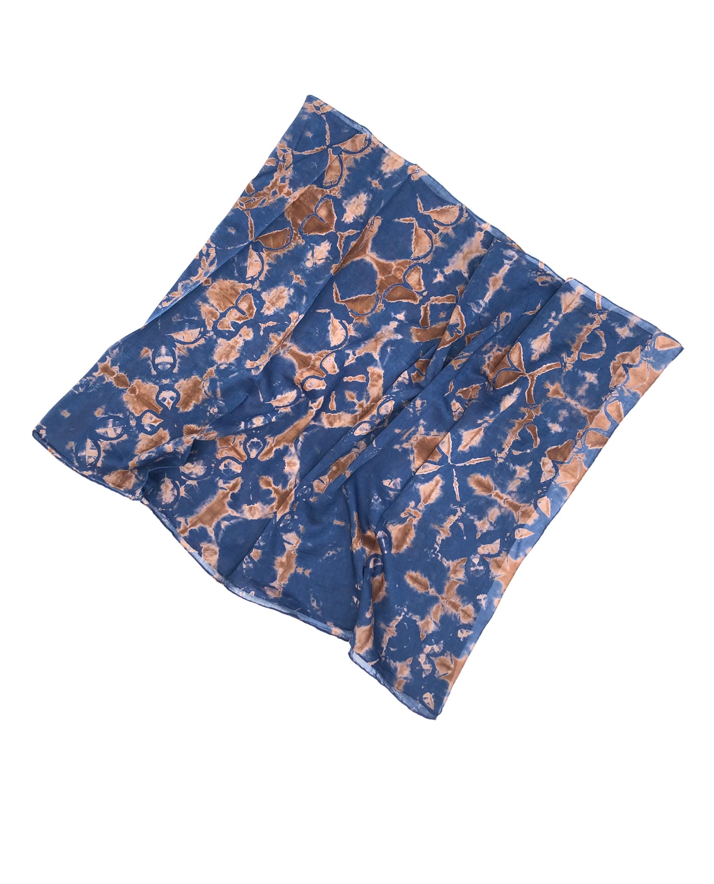 Japanese Tie Dye Scarf | Indigo Blue + Rose Clay Pattern