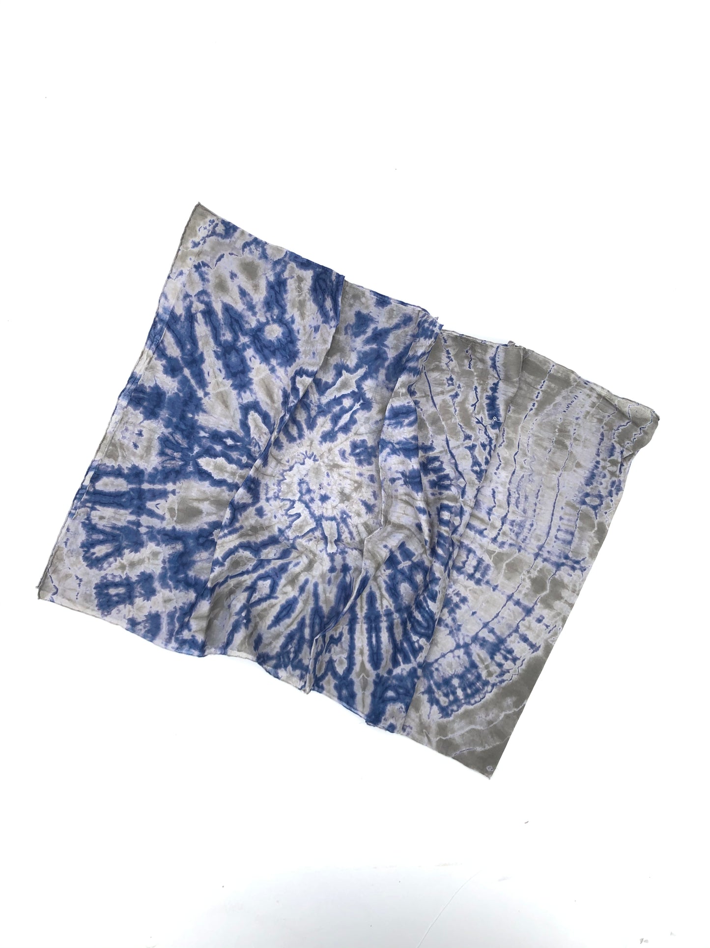 Japanese Tie Dye Scarf | Indigo Blue + Olive + White Cosmos