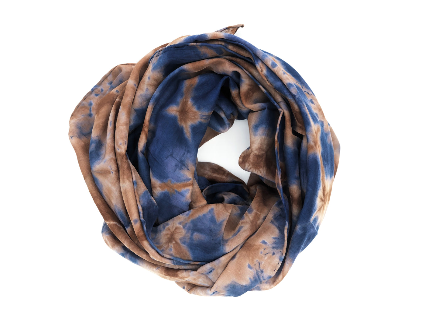 Japanese Tie Dye Scarf | Indigo Blue + Rose Clay Oval