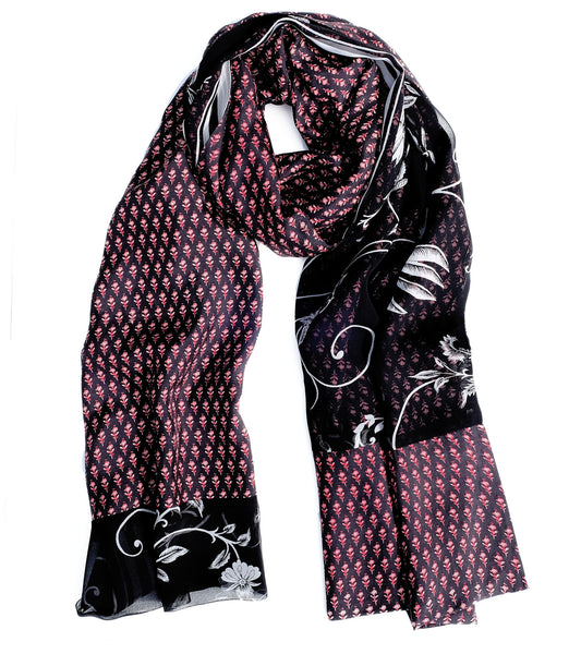 Amaya double layered silk stole - Parekh Bugbee