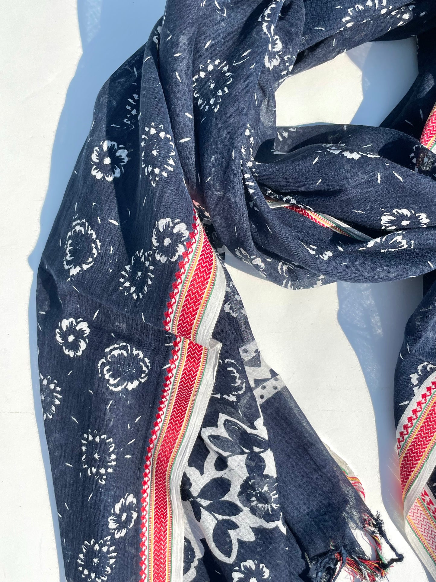Leher Indigo Organic cotton shawl