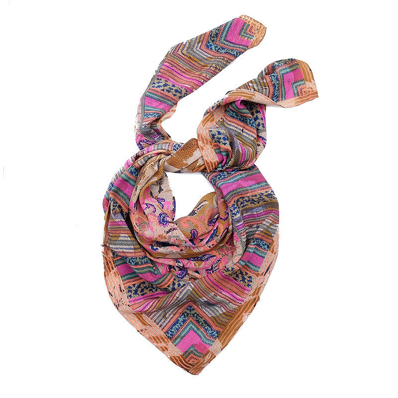 Ista :: Hand printed crepe silk women's paisley print scarf - Parekh Bugbee