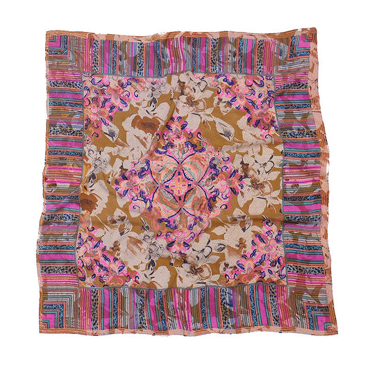 Ista :: Hand printed crepe silk women's paisley print scarf - Parekh Bugbee