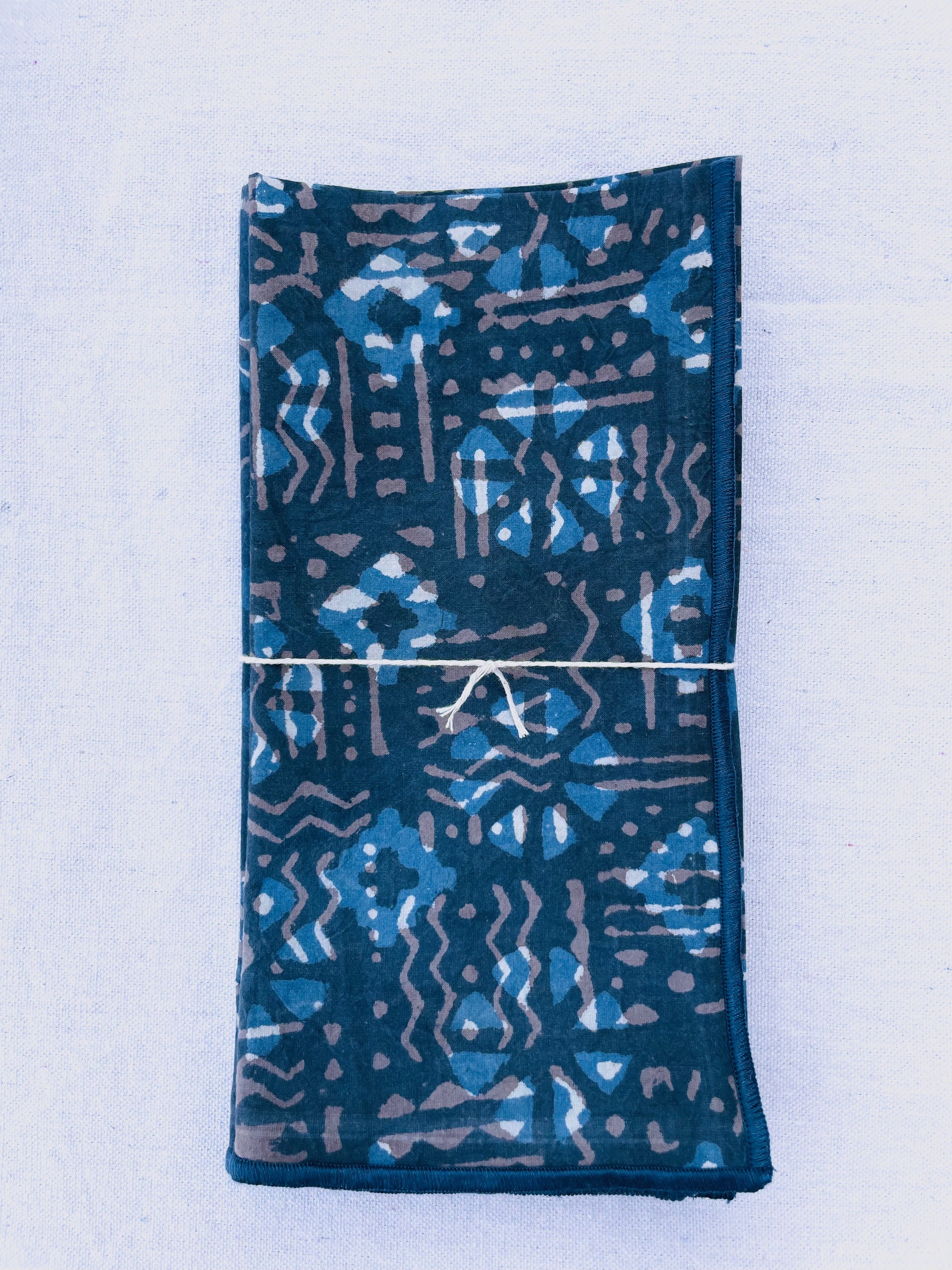 Tribal Natural Indigo Dinner Napkin Set