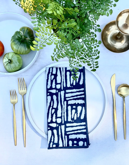 Brick Natural Indigo Dinner Napkin Set