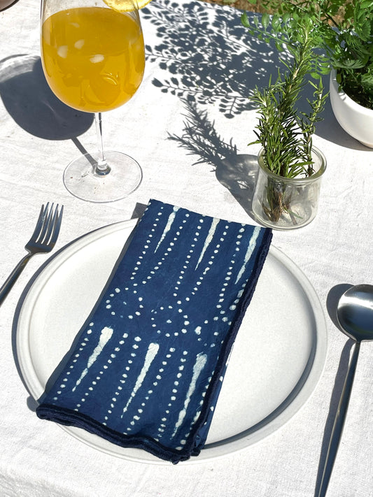 Star Dust Natural Indigo Dinner Napkin Set