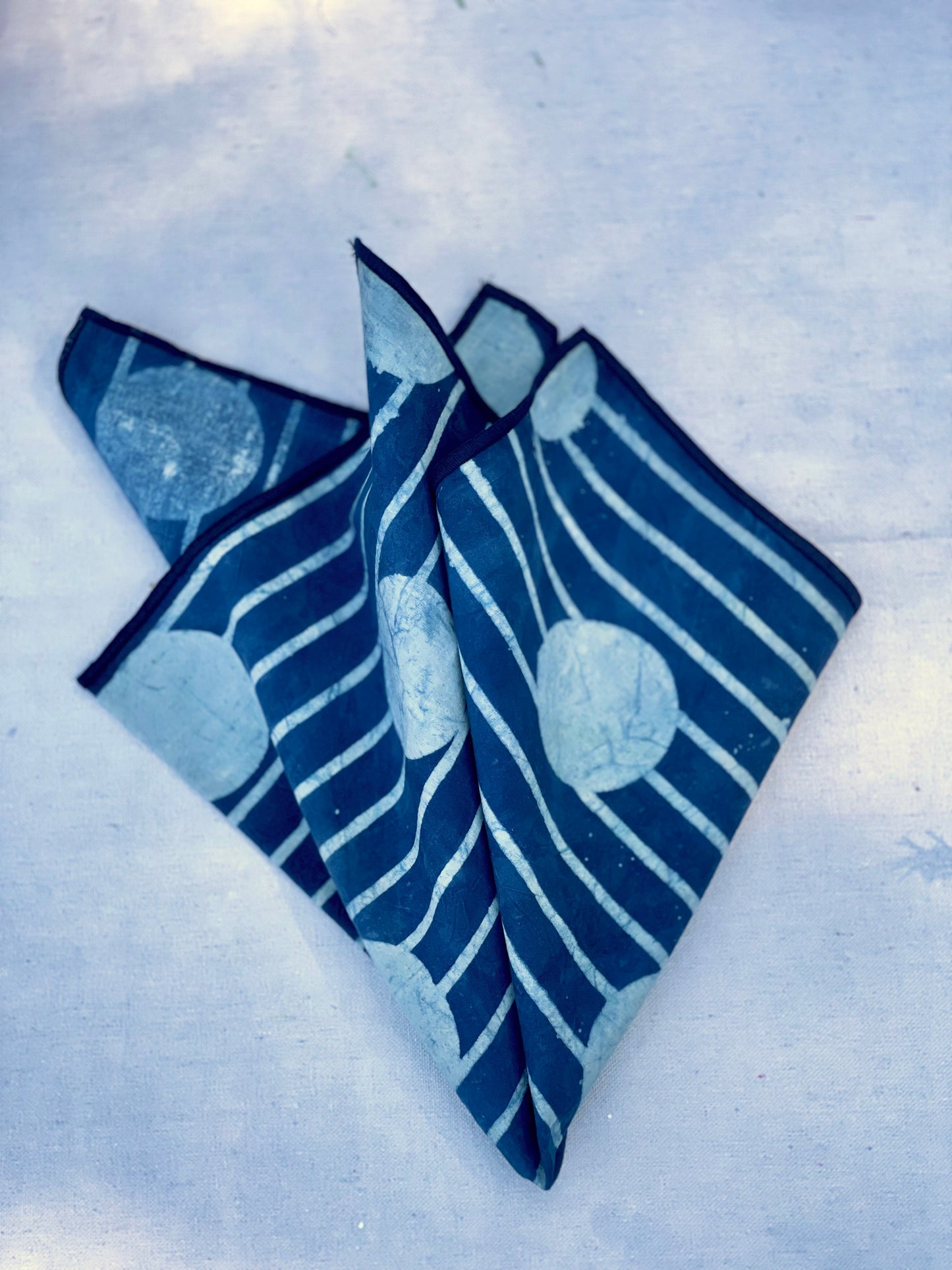 Moon Walk Natural Indigo Dinner Napkin Set