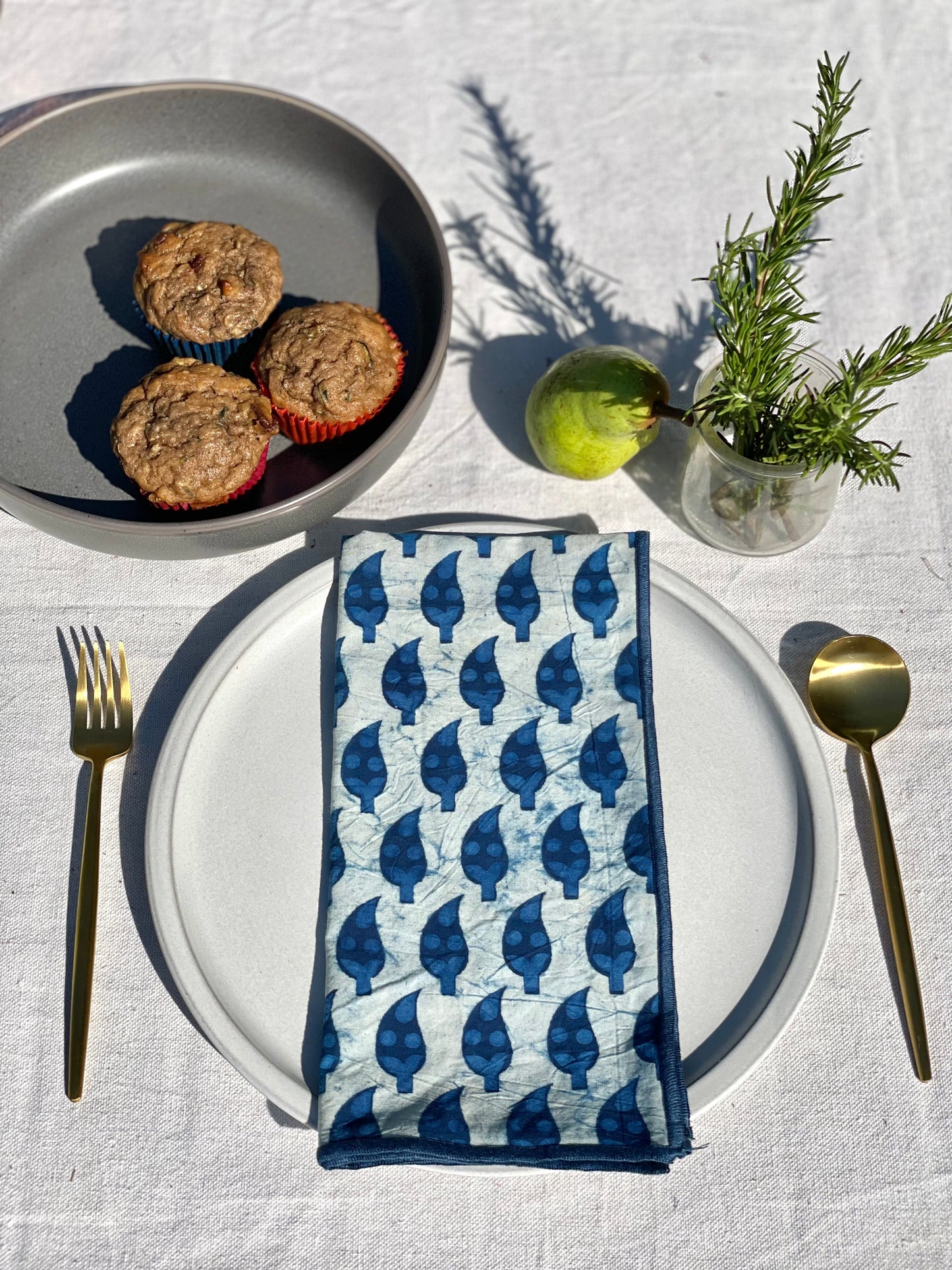 Mango Natural Indigo Dinner Napkin Set