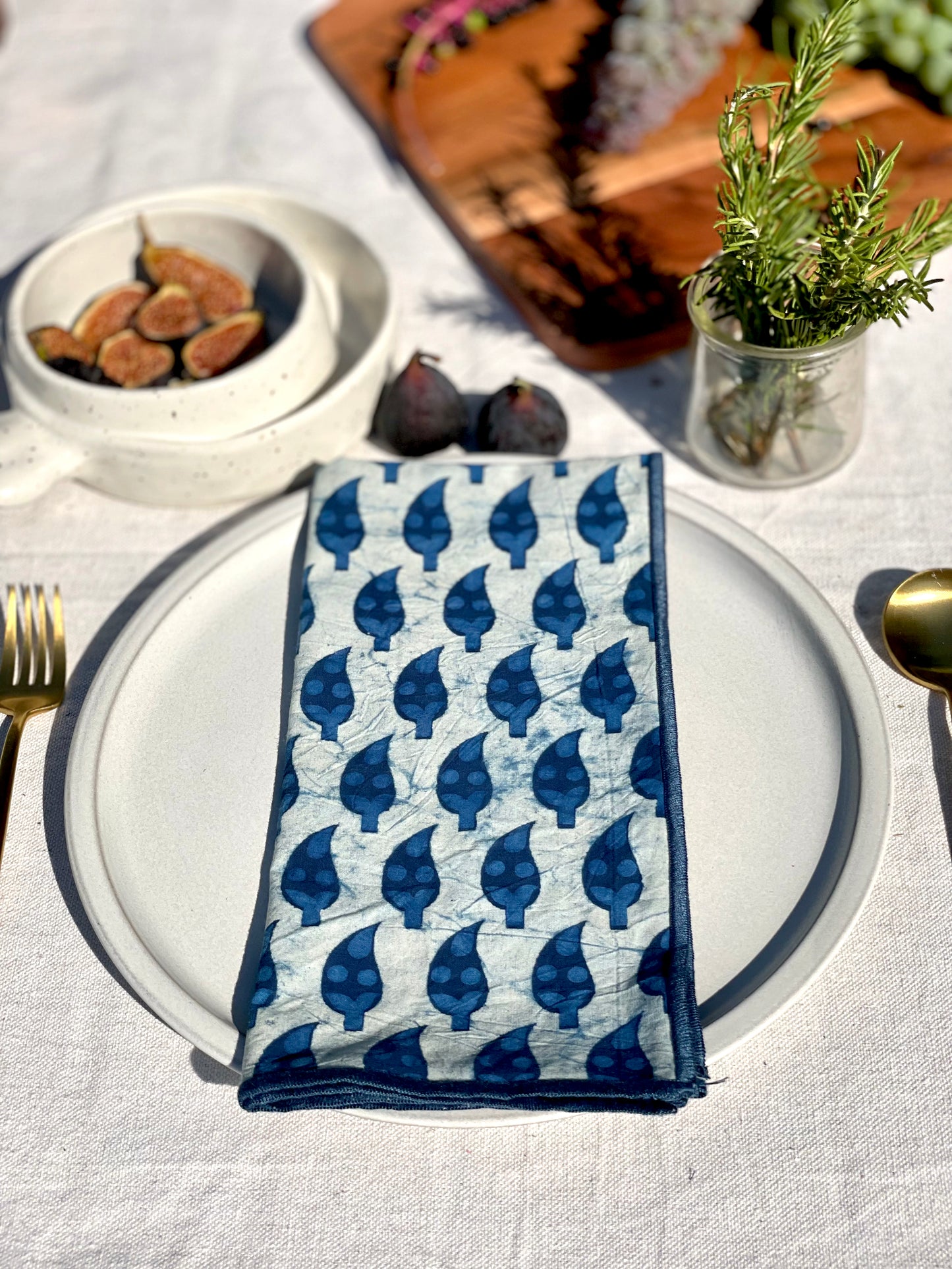 Mango Natural Indigo Dinner Napkin Set