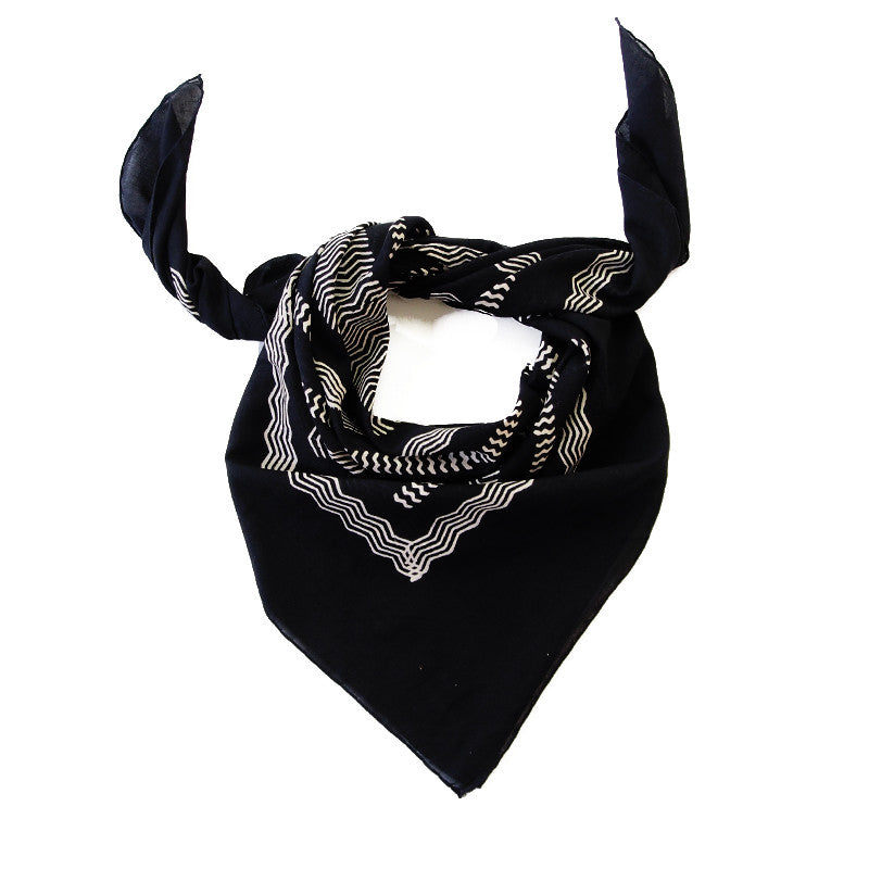 Bandhan :: Hand block printed chevron line design unisex cotton scarf - Parekh Bugbee