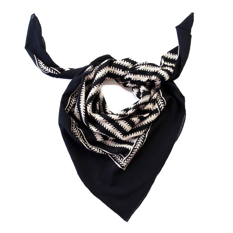 Bandhan :: Hand block printed geometric triangle design unisex cotton scarf - Parekh Bugbee