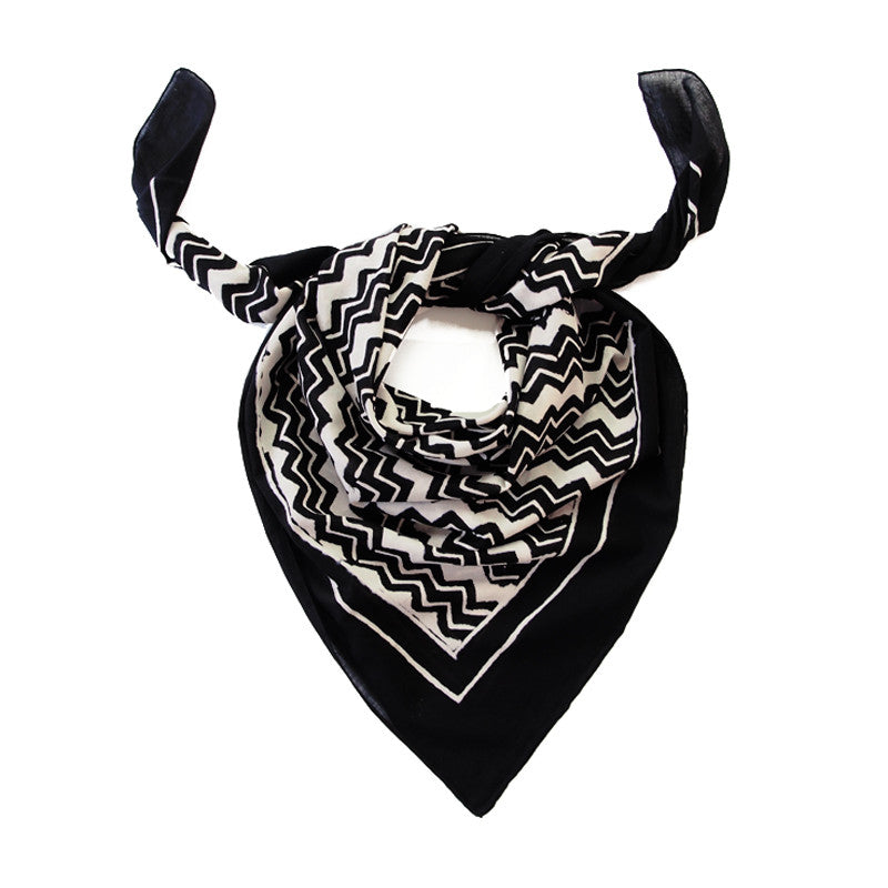 Bandhan :: Hand block printed chevron design unisex cotton scarf - Parekh Bugbee