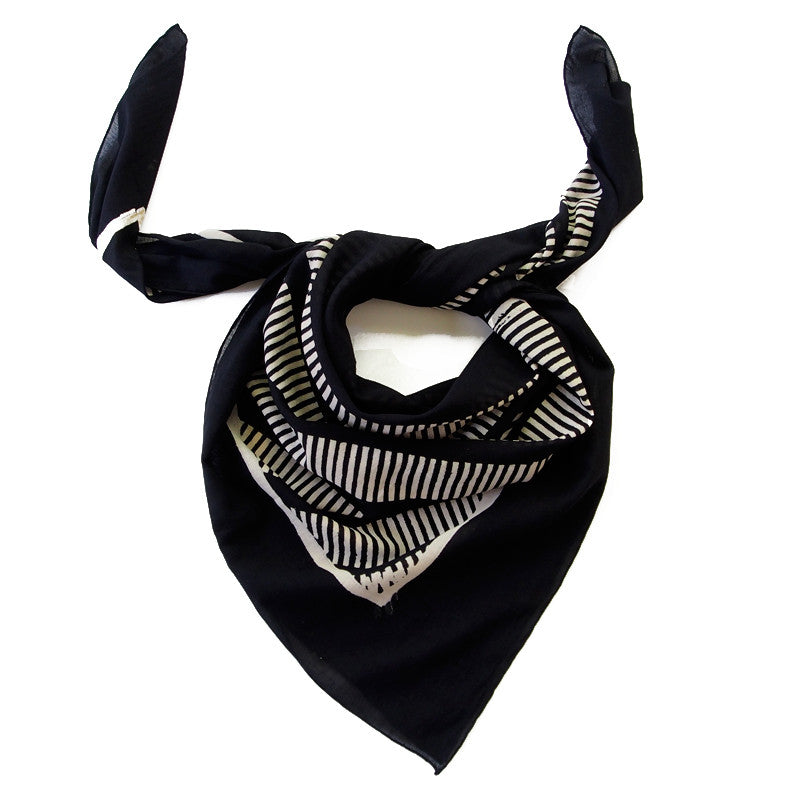 Bandhan :: Hand block printed stripe design unisex cotton scarf - Parekh Bugbee