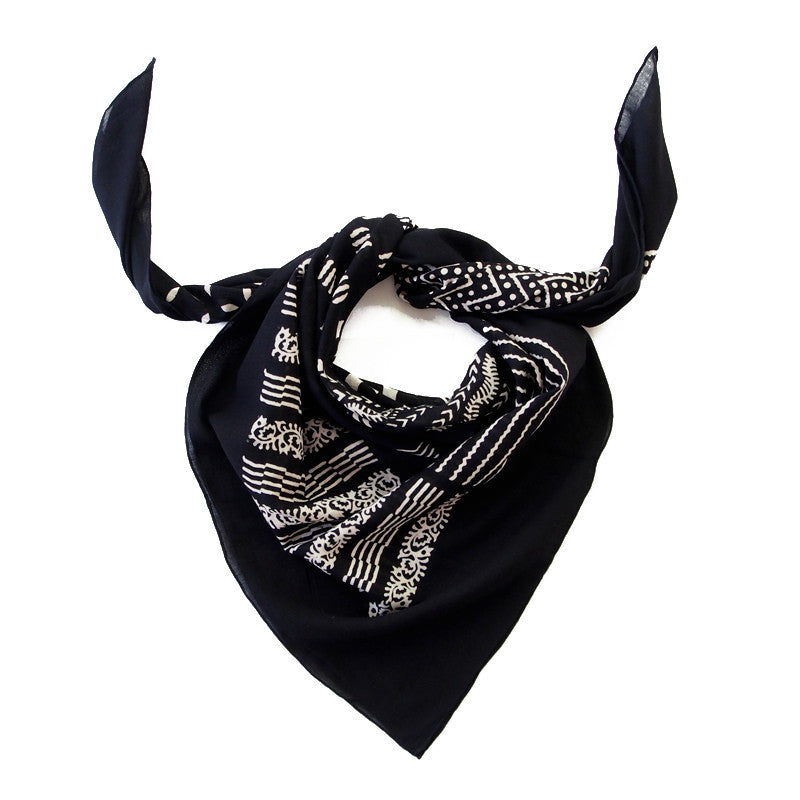 Bandhan :: Hand block printed geometric block design unisex cotton scarf - Parekh Bugbee