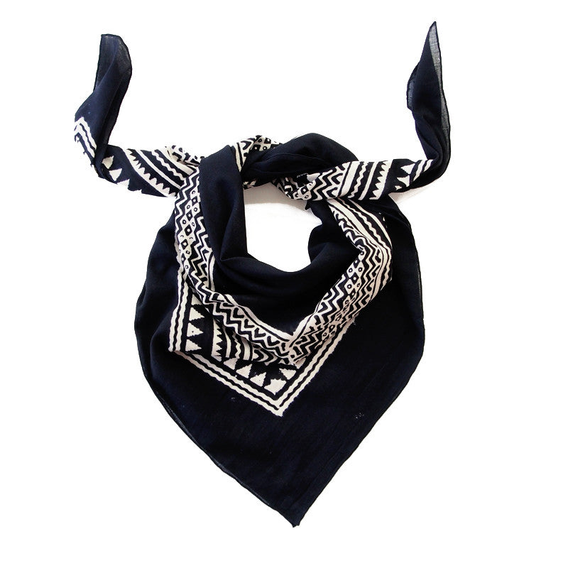 Bandhan :: Hand block printed temple triangle design unisex cotton scarf - Parekh Bugbee