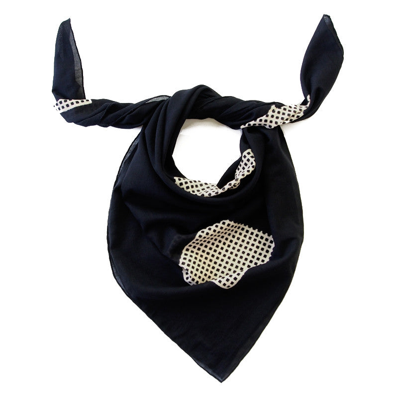 Bandhan :: Hand block printed five square design unisex cotton scarf - Parekh Bugbee