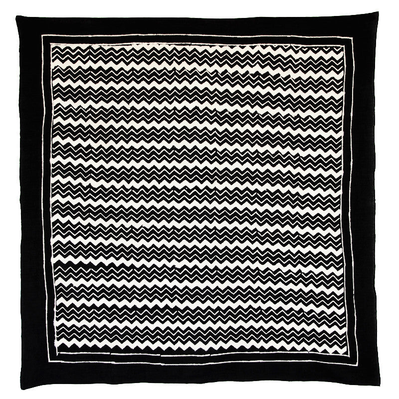 Bandhan :: Hand block printed chevron design unisex cotton scarf - Parekh Bugbee