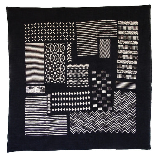 Bandhan :: Hand block printed geometric block design unisex cotton scarf - Parekh Bugbee