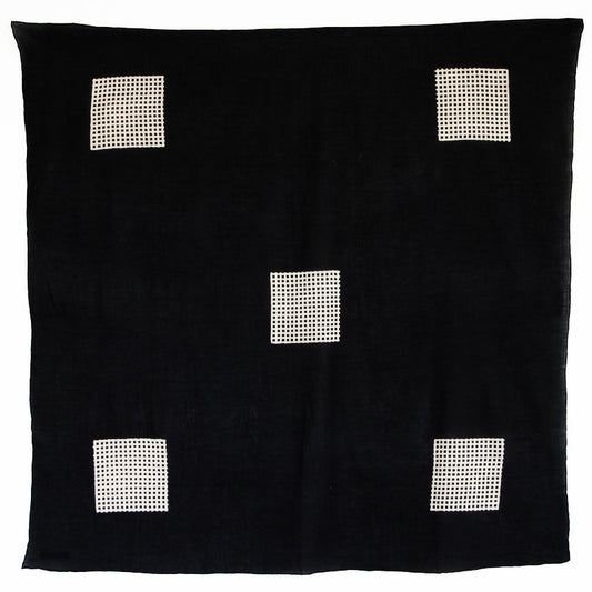 Bandhan :: Hand block printed five square design unisex cotton scarf - Parekh Bugbee